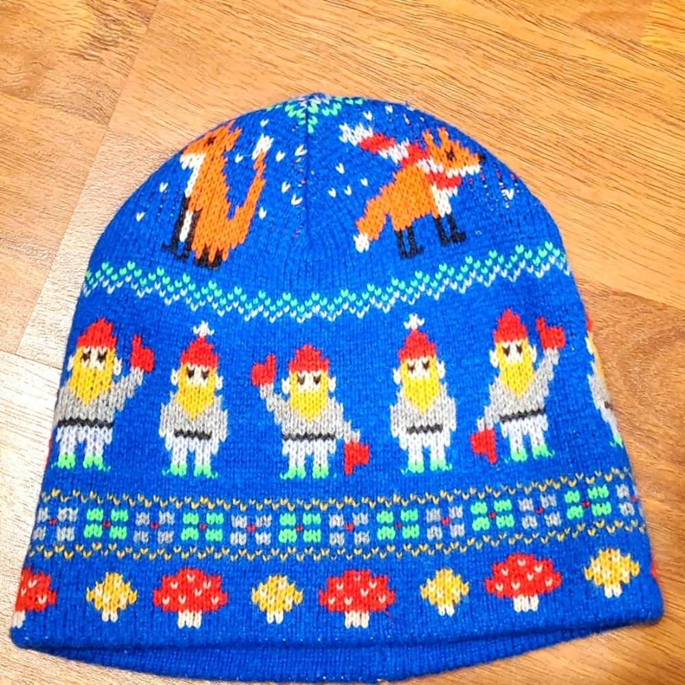JCrew kids gnome fair isle wool blue winter hat beanie Small Medium